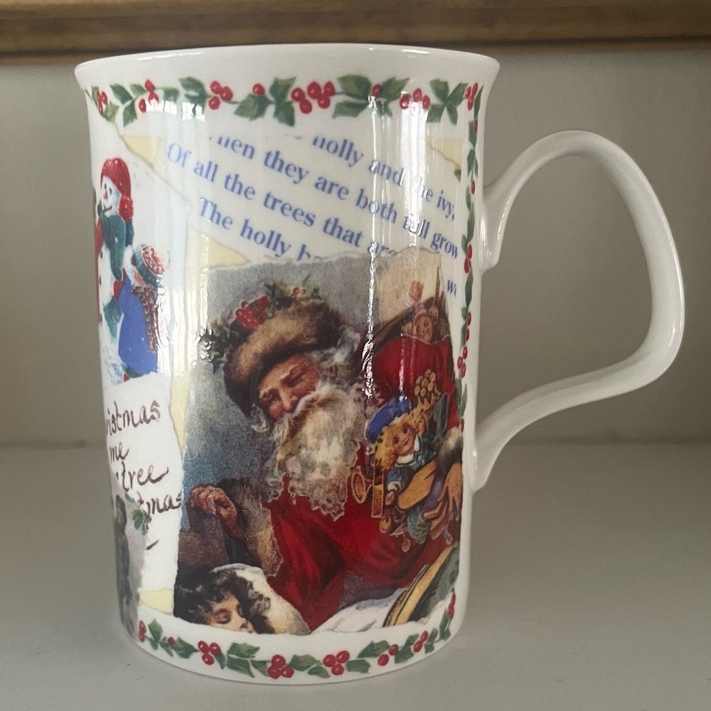 Vintage Fine Bone China Christmas Time Mug, Roy Kirkham